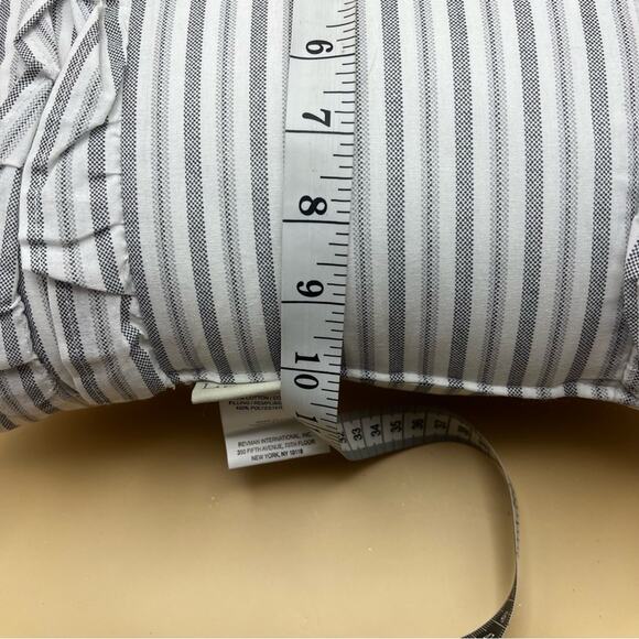 Laura Ashley Gray & White Striped Ruffle Throw Pillow - Picture 4 of 8